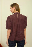 Zoe and Claire- Burgundy eyelet top