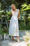 White Helia Bow Front Midi Dress-Astr