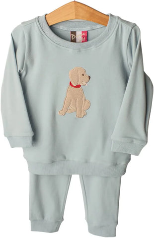 Puppy Appliqué Boys Jogger Set- Banana Split