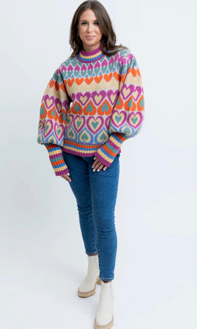 Karlie Multi Heart Novelty Sweater