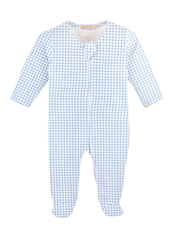 Light Blue Mini checks Footie- Baby Club Chic