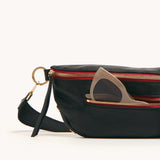 HAMMITT Charles Crossbody Med Black/Brushed Gold Red Zip