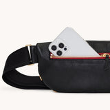 HAMMITT Charles Crossbody Med Black/Brushed Gold Red Zip