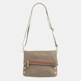 HAMMITT Zippered Leather Crossbody Clutch VIP Med- Pewter