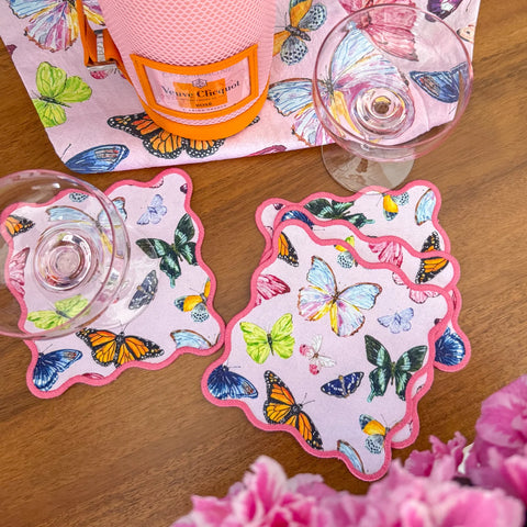 Pink Butterflies Cocktail Squares- TAYLOR PALADINO