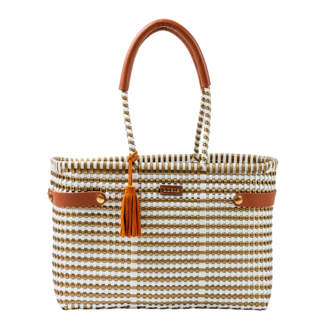 Open Basket Medium Lines White Gold- LUZIA COLLECTION