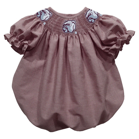 Mississippi State Bulldogs Smocked Maroon Gingham Girls Bubble