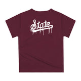 Mississippi State Bulldogs Original Dripping Baseball Helmet Maroon Boys T-Shirt by Vive La Fete