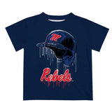 Ole Miss Rebels Original Dripping Baseball Helmet Navy Boys T-Shirt by Vive La Fete