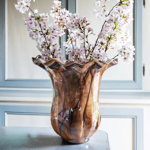 Onda Glass Tortoiseshell Large Tulip Vase- Vietri WILL NOT SHIP