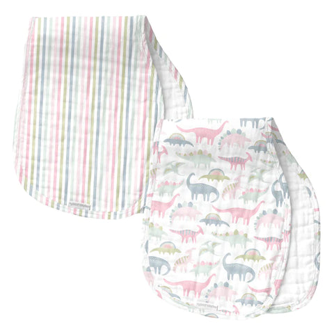 Stephen Joseph- Pink Dinosaur Muslin Burp Cloth Set