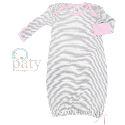 Grey Paty Gown with Pink Trim