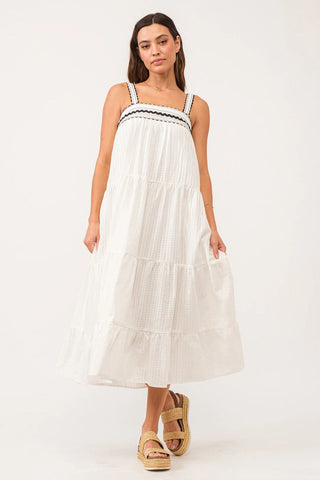 DEAR JOHN DENIM STEVIE RUCHED STRAP DRESS WHITE