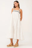 DEAR JOHN DENIM STEVIE RUCHED STRAP DRESS WHITE