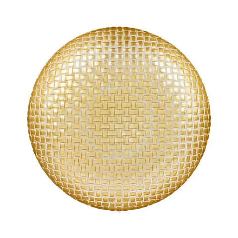 Rufolo Glass Gold Basketweave Large Shallow Bowl- VIETRI