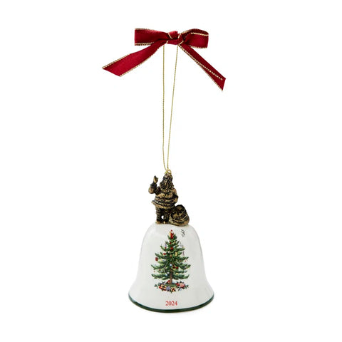 Spode Christmas Tree Santa Bell Ornament-2024