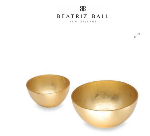 New Orleans Glass Round Foil Leafing Bowl Set of 2 (Gold)