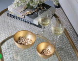 New Orleans Glass Round Foil Leafing Bowl Set of 2 (Gold)