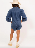 KARLIE: Denim Pocket Button Down Romper