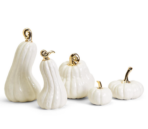 Gourdges/pumpkins 5 Styles White with gold steam
