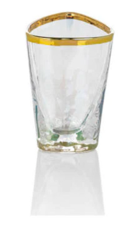 Aperitivo Triangular Shot Glass - Clear w/ Gold Rim,