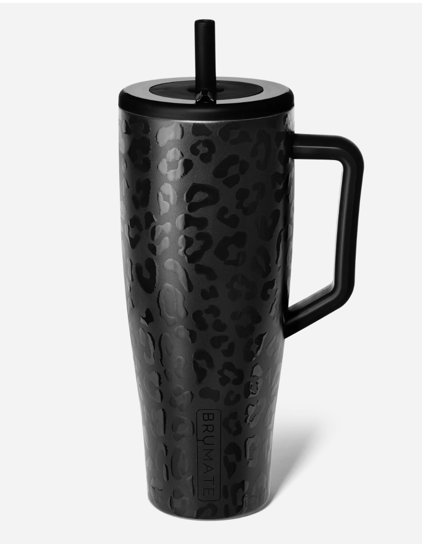 40 oz Tumbler Cup Metallic Leopard White