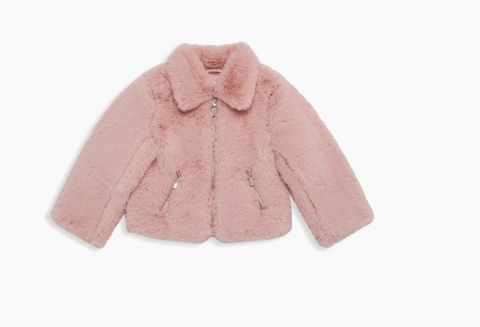 Girls Faux Fur Pink Jacket