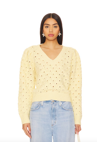 BIANCA V NECK POINTELLE SWEATER ASTR