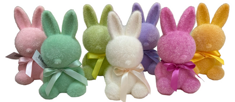 7inch Flocked Bunny Mulit Colors.