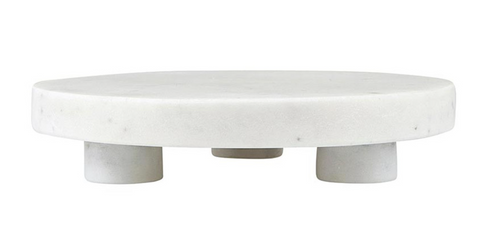 White Marble Footed Tray - 6" Dia