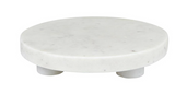 White Marble Footed Tray - 6" Dia