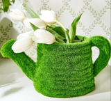 Faux Moss Watering Can Cachepot / Planter - Resin