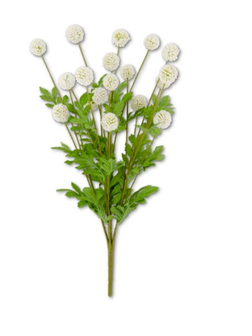 22 Inch White Mini Allium Bush w/Foliage (18 Ball)