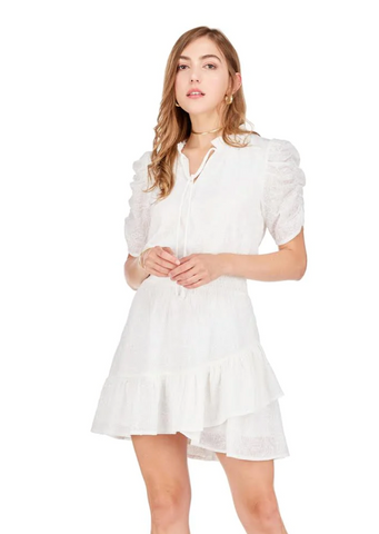 JOY JOY ‘Ruched Sleeve Cinch Waist Dress