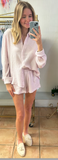 pink gauze button up top- Design History