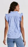 ELLIE RUFFLE SHIRT CORN FLOWER EMBROIDERED