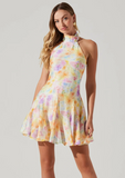 SOMMAR HALTER FLORAL MINI DRESS-astr