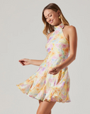 SOMMAR HALTER FLORAL MINI DRESS-astr