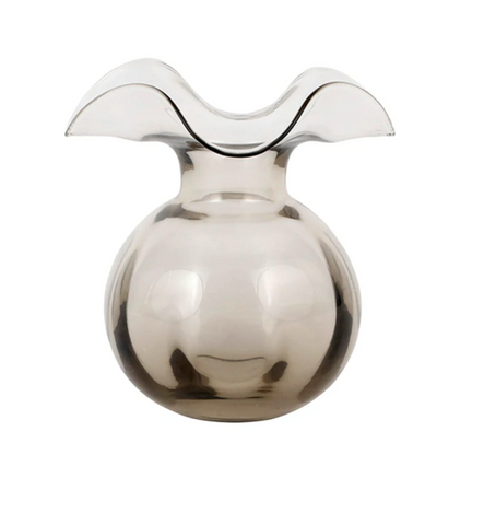 HIBISCUS GLASS GRAY FLUTED VASE- 2 sizes