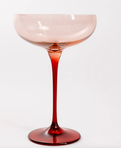 ESTELLE COLORED CHAMPAGNE COUPE -{COLORBLOCK: BLUSH PINK + RED}