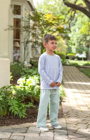 Miller Pants Set- Dusty Blue Stripe-Sage- TROTTER STREET