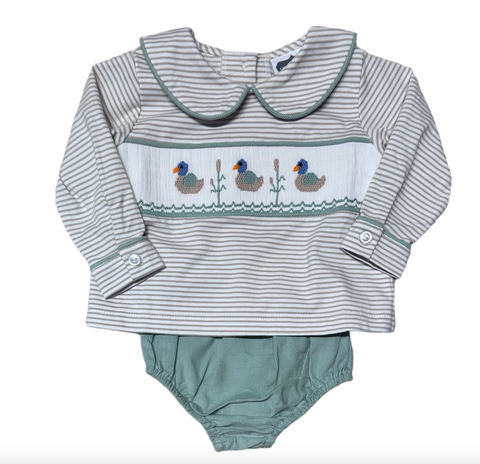 True Smocked Mallard Diaper Set