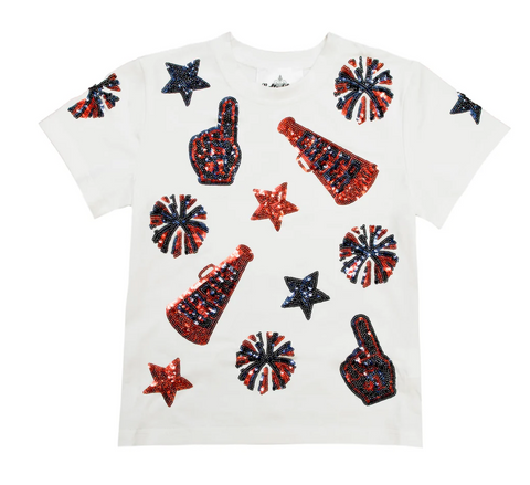 Belle Cher Navy And Red Kid Cheer Sequin Shirt