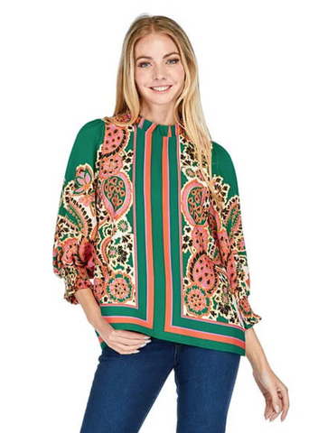 Joy Joy Paisley Scarf Blouse