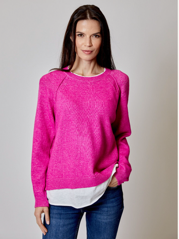 DESIGN HISTORY PINK WITH WHITE SWEATER