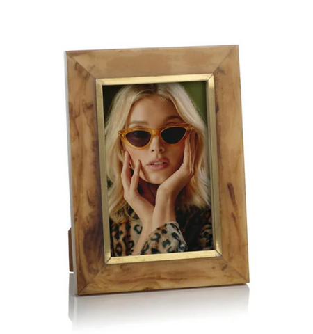 Zodax Horn Design Inlaid Photo Frame W/ Brass Accent