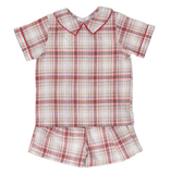 David Festive Plaid Short Set