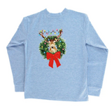 Boys Long Sleeve Logo Tee - Christmas Buck on Blue