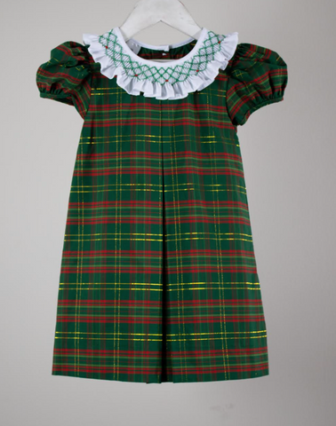 Green, Red, Gold Plaid Claire Dress