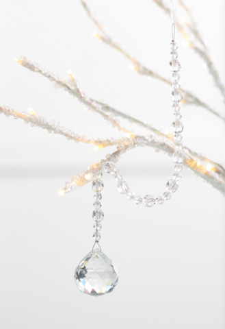 Raz 13.5" Crystal Drop Glass Christmas Ornament